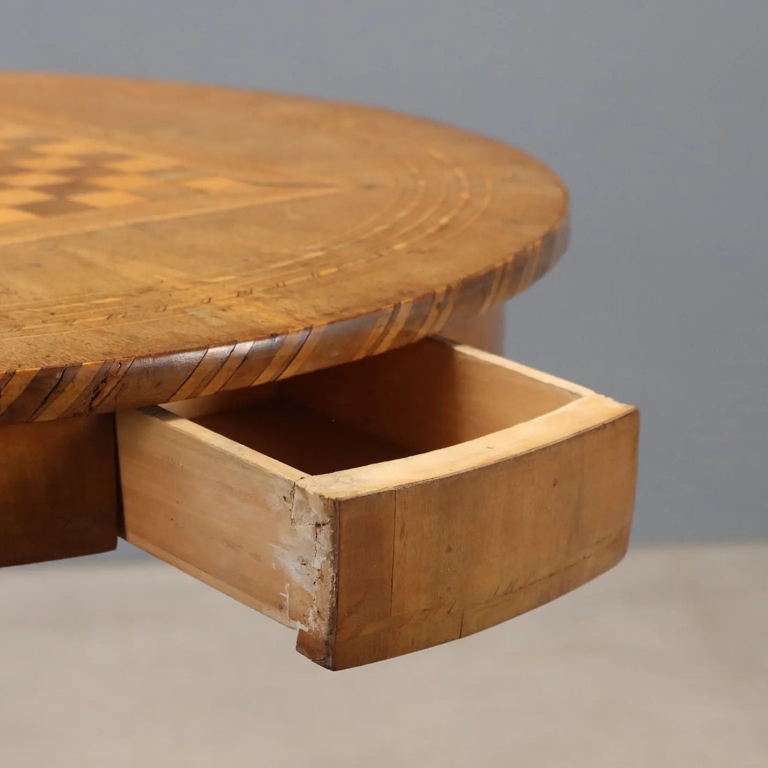 Antique Coffee Table Walnut Checkered Inlay Mid XIX Century