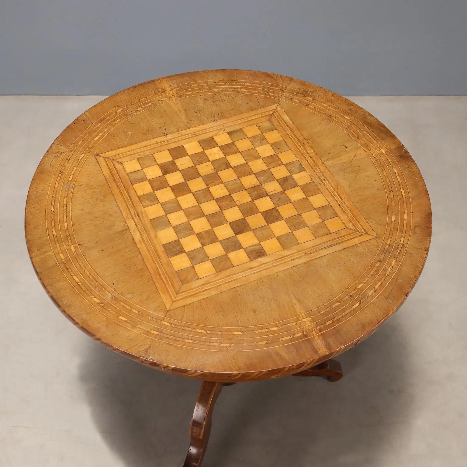 Antique Coffee Table Walnut Checkered Inlay Mid XIX Century