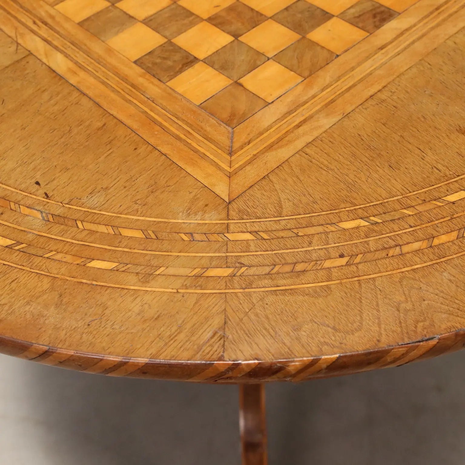 Antique Coffee Table Walnut Checkered Inlay Mid XIX Century
