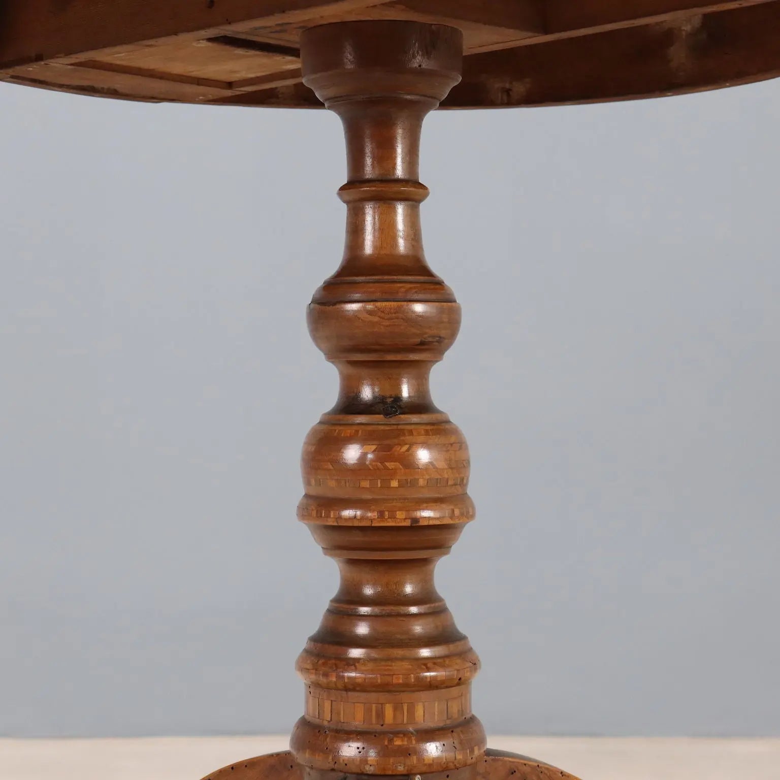 Antique Coffee Table Walnut Checkered Inlay Mid XIX Century