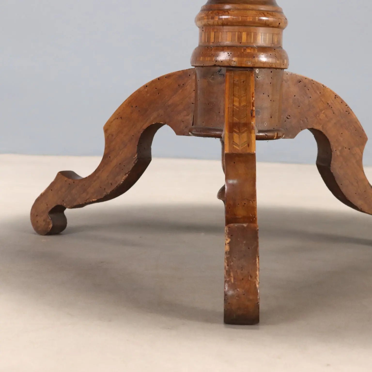 Antique Coffee Table Walnut Checkered Inlay Mid XIX Century
