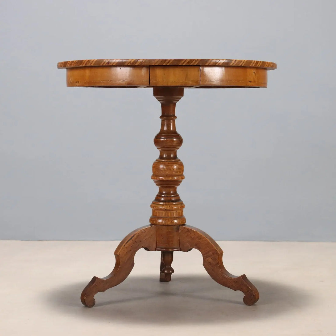 Antique Coffee Table Walnut Checkered Inlay Mid XIX Century