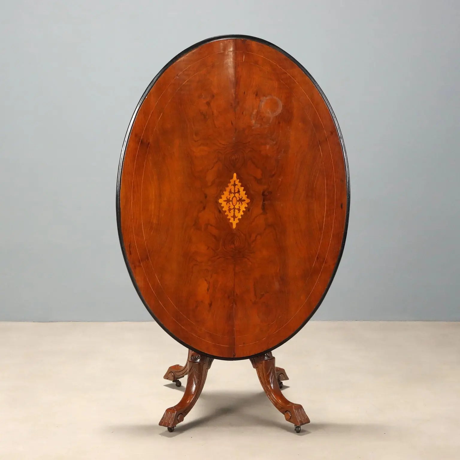 Antique Table Walnut Inlaid Top United Kingdom XIX Century