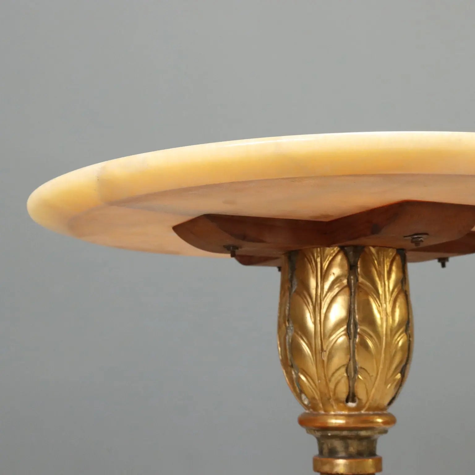 Pair of Alabaster and Carved Wood Tables