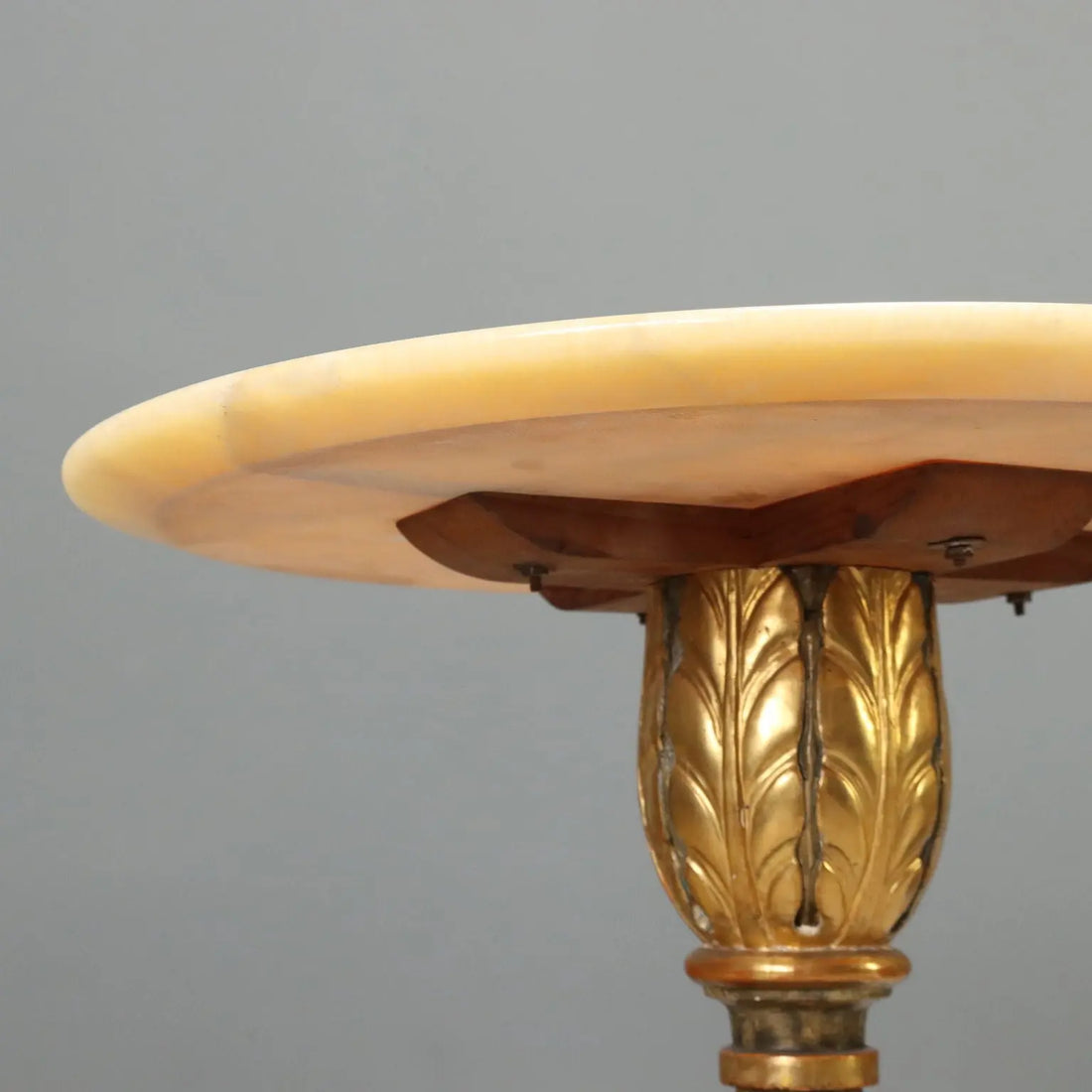 Pair of Alabaster and Carved Wood Tables