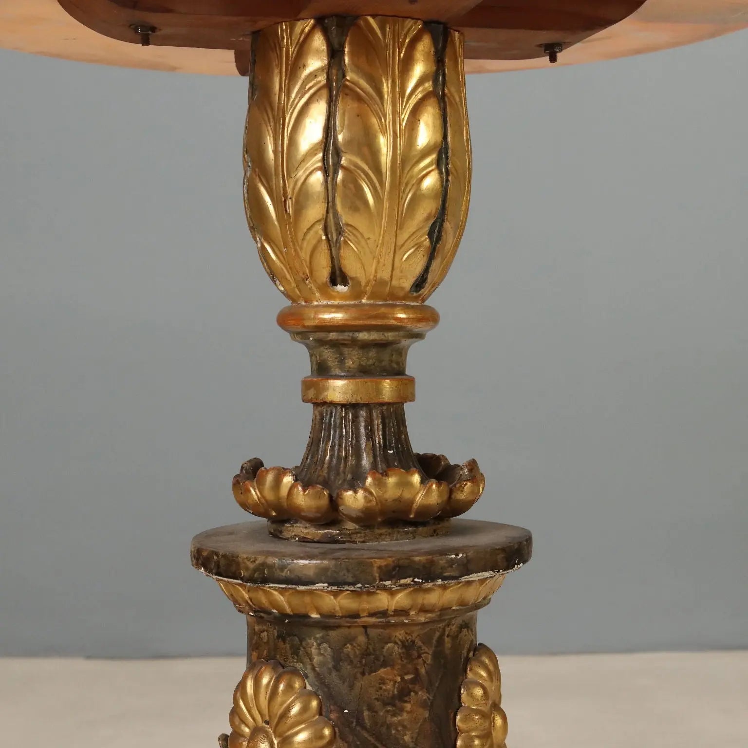 Pair of Alabaster and Carved Wood Tables