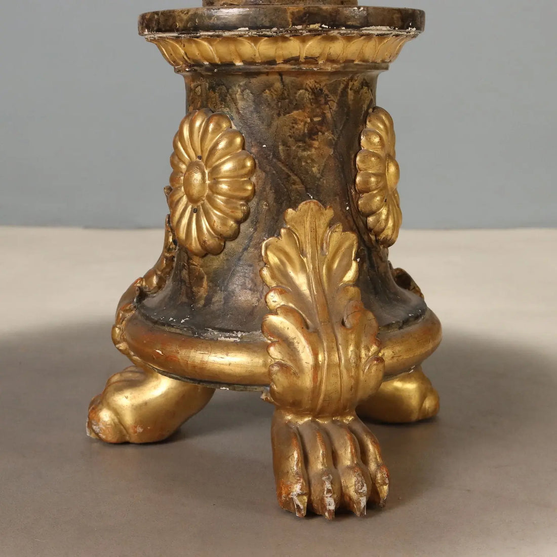 Pair of Alabaster and Carved Wood Tables