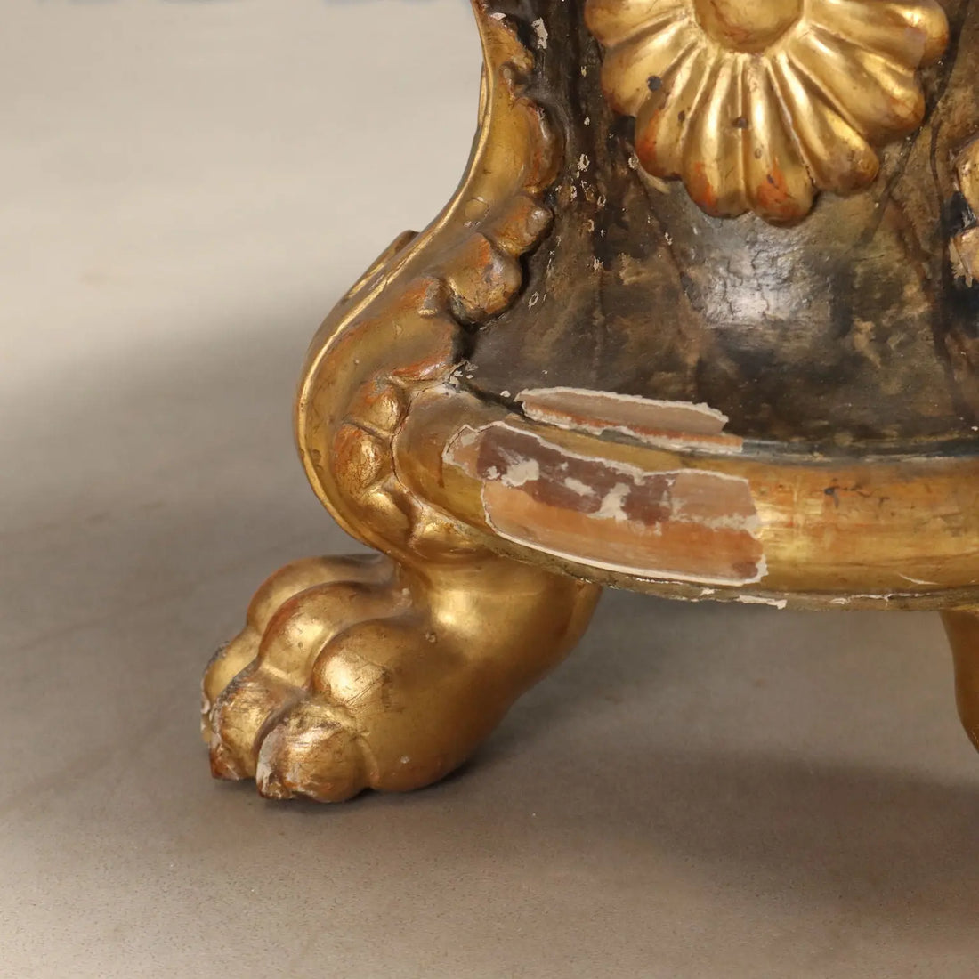 Pair of Alabaster and Carved Wood Tables