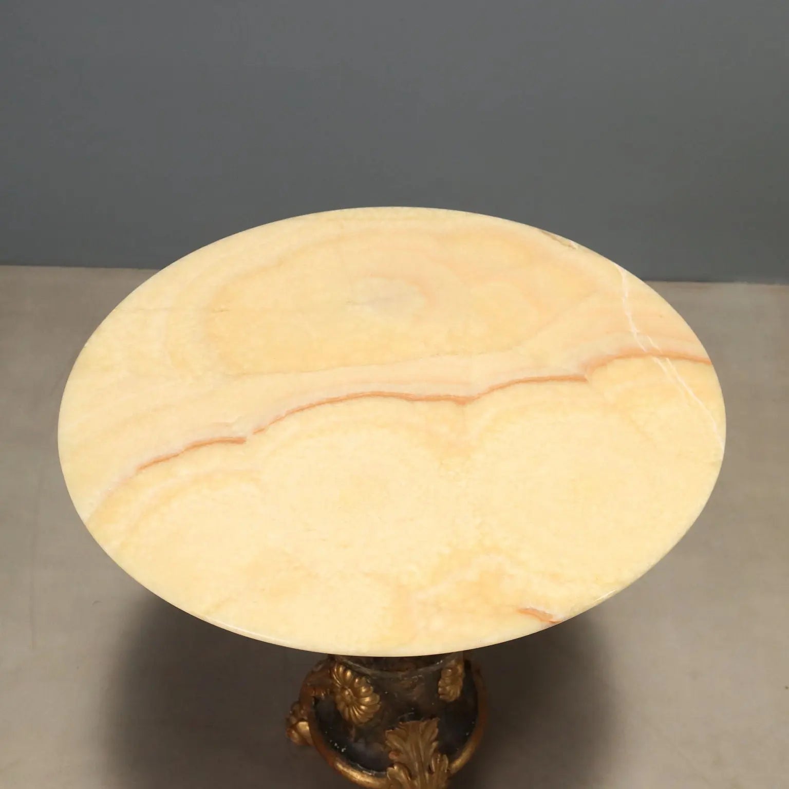 Pair of Alabaster and Carved Wood Tables
