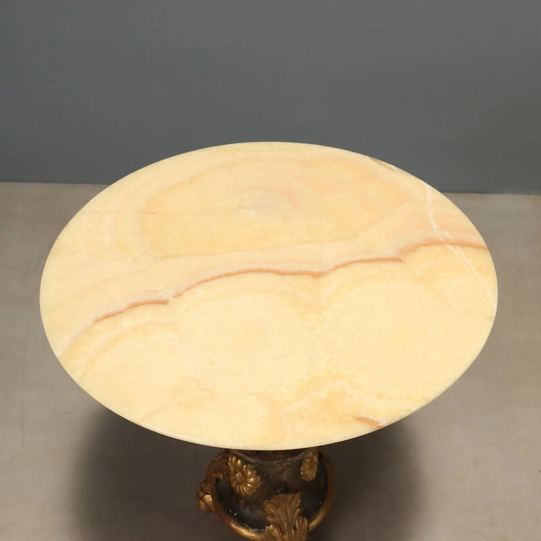 Pair of Alabaster and Carved Wood Tables