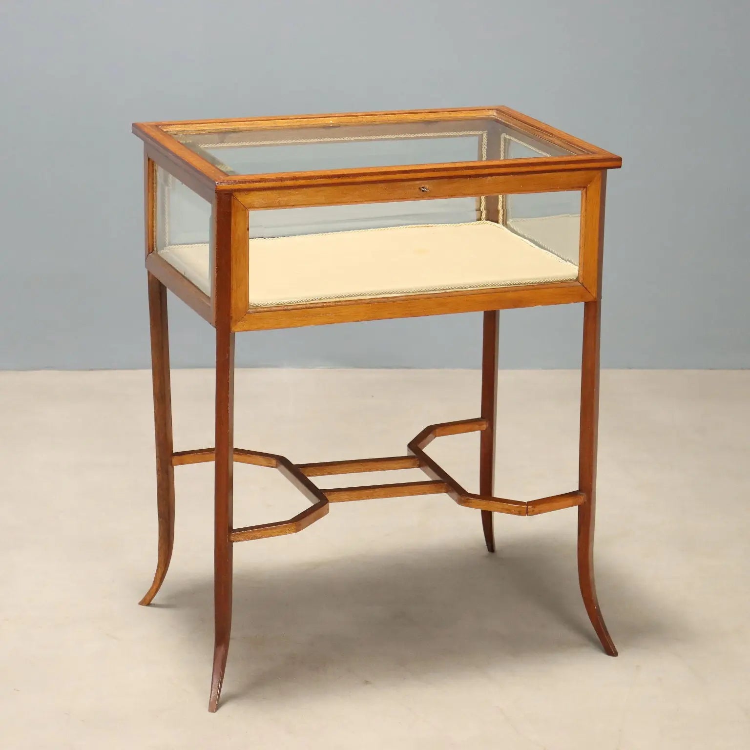 Mahogany Display Table with Beveled Glass