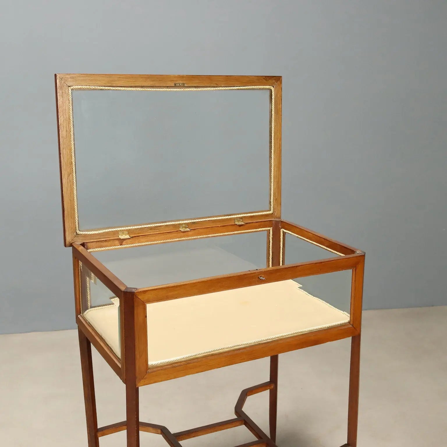 Mahogany Display Table with Beveled Glass