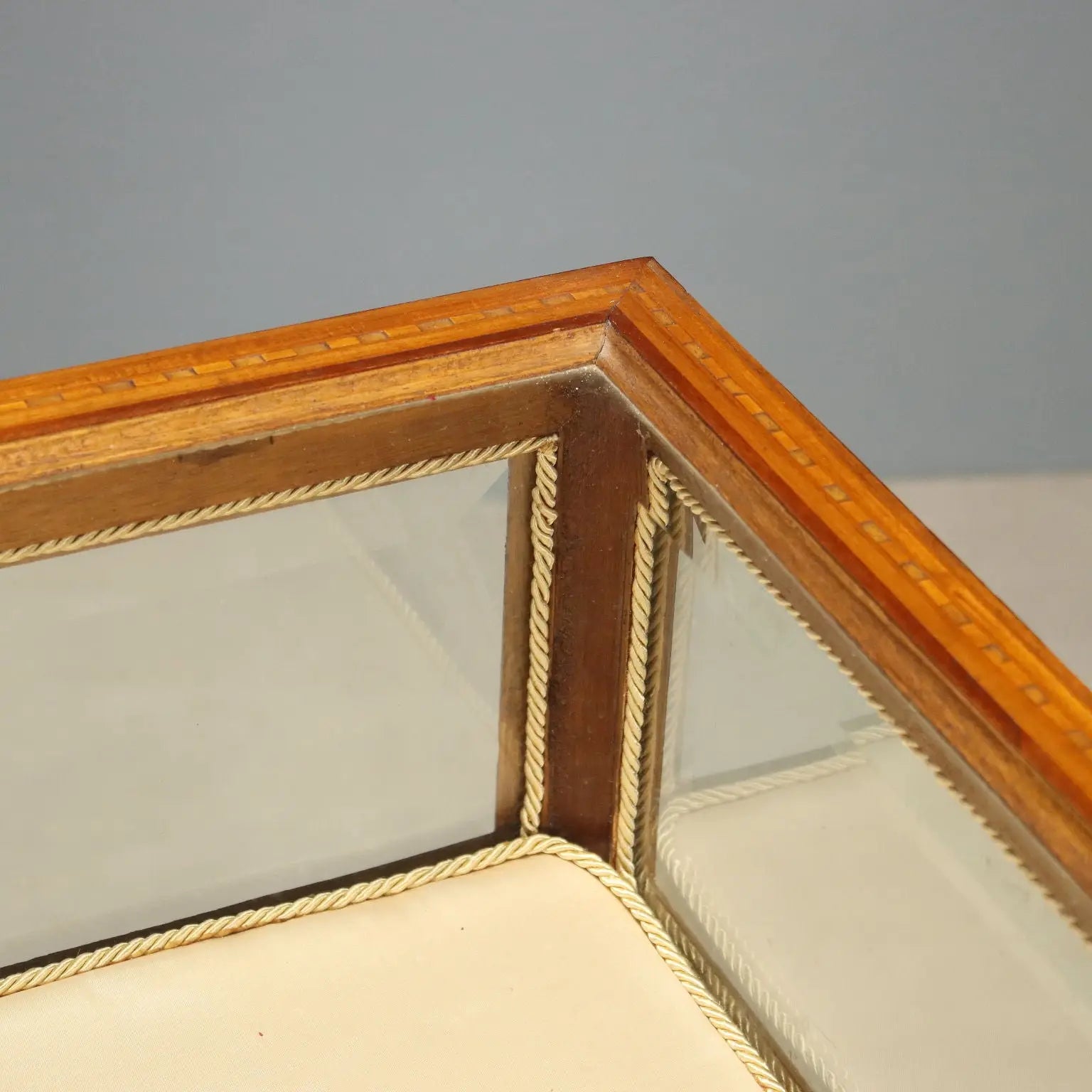Mahogany Display Table with Beveled Glass