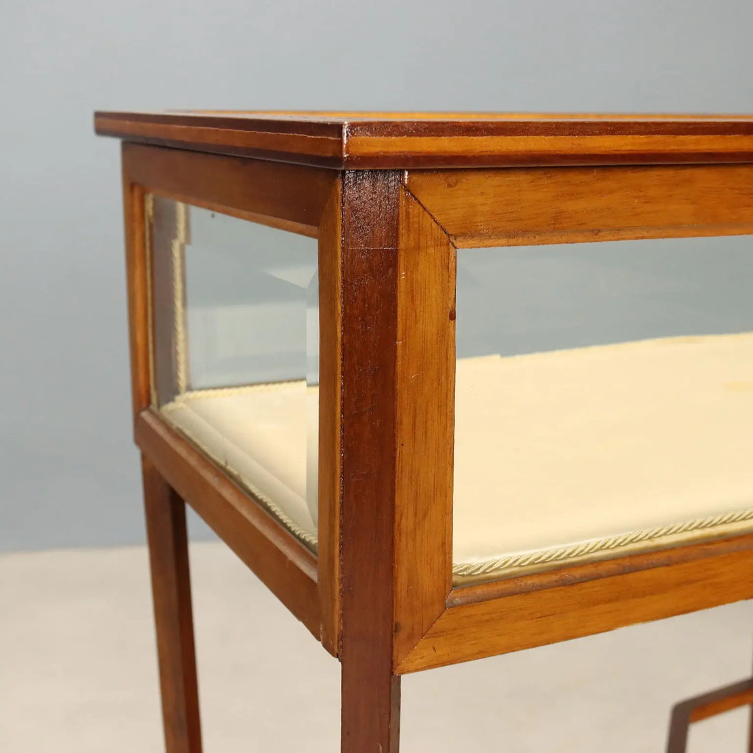 Mahogany Display Table with Beveled Glass