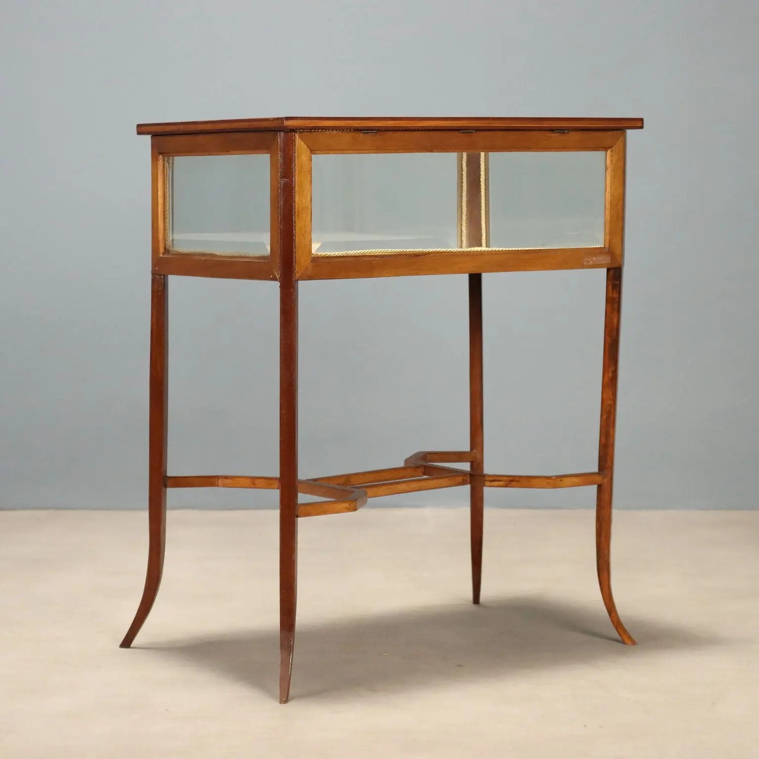Mahogany Display Table with Beveled Glass