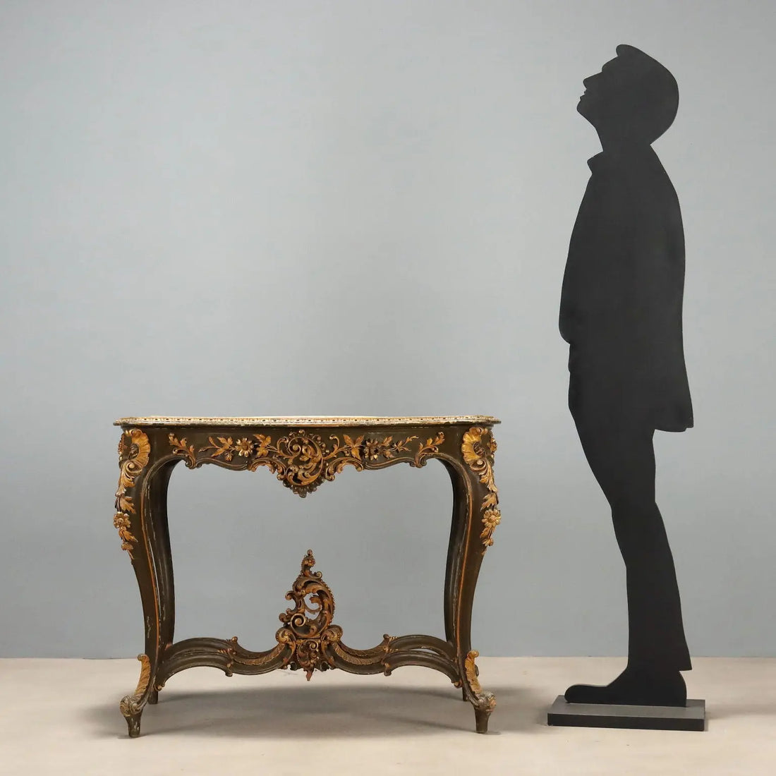 Lacquered and Gilded Barocchetto Table, Italy 19th Century