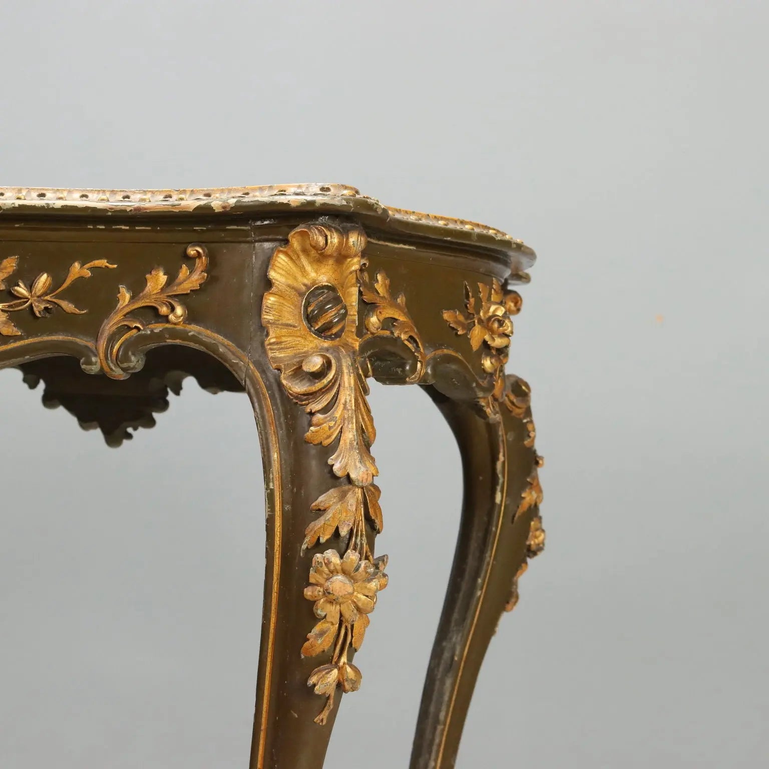 Lacquered and Gilded Barocchetto Table, Italy 19th Century