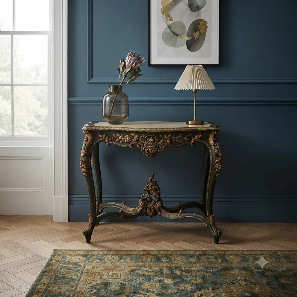 Antique Table Baroque Style Gilded Lacquered Wood XIX Century