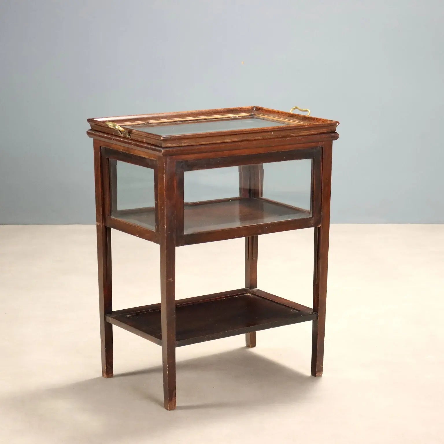 Walnut and Glass Display Table - Italy 19th Century