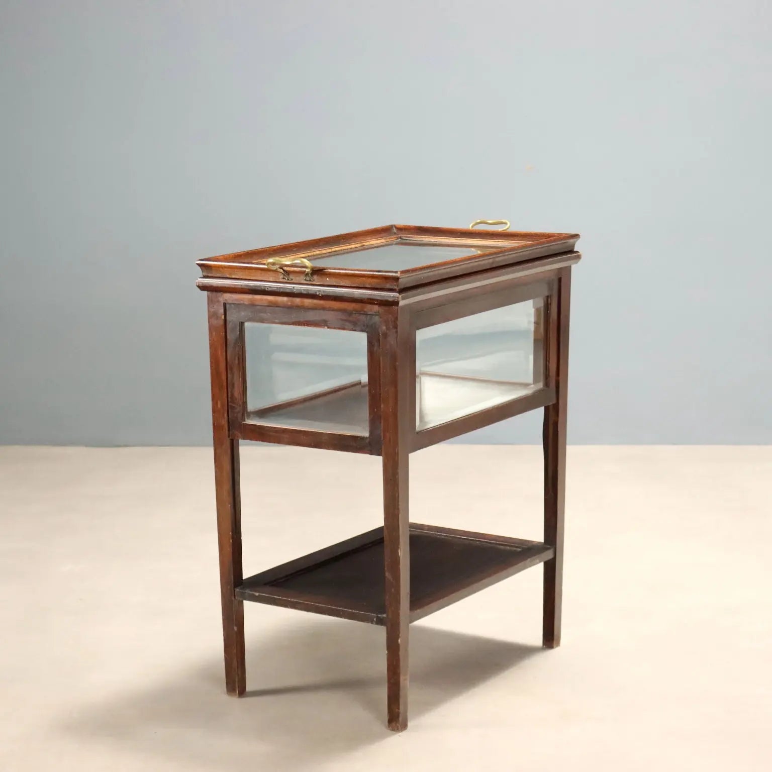 Walnut and Glass Display Table - Italy 19th Century