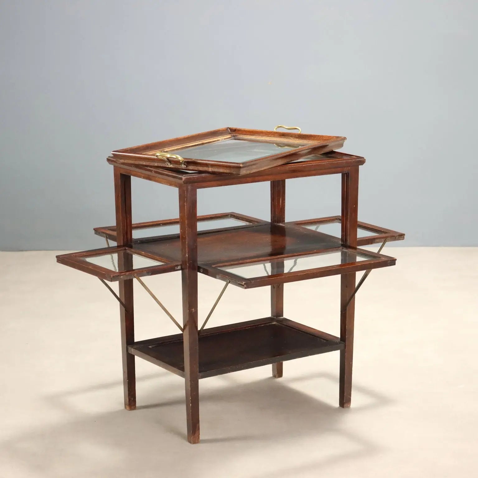 Walnut and Glass Display Table - Italy 19th Century
