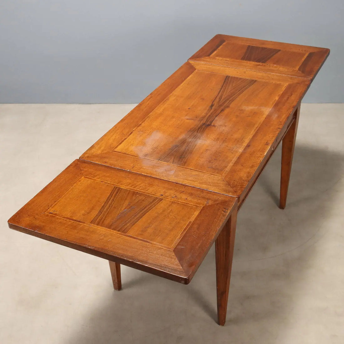 Antique Table Directoire Style Walnut Maple Italy XX Century