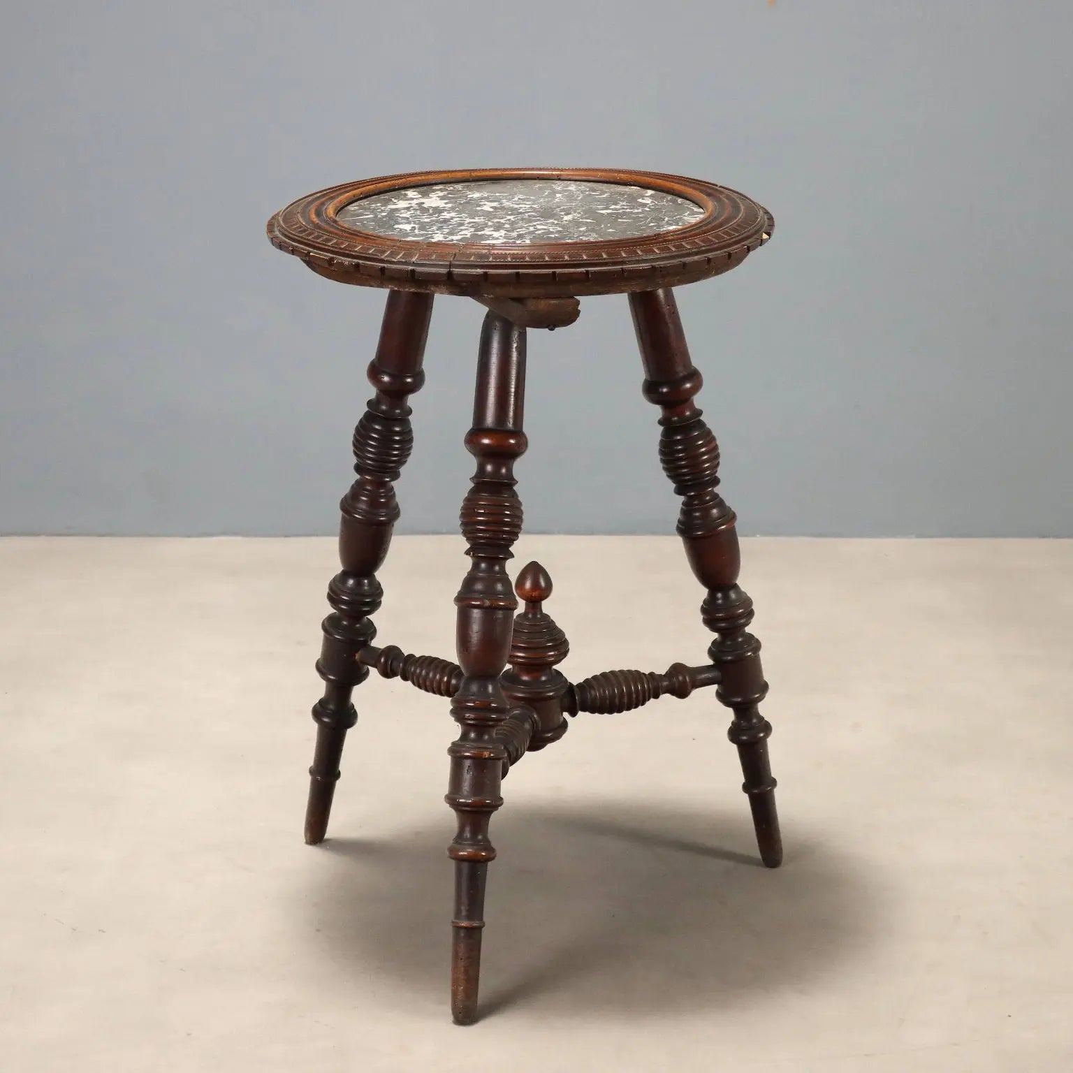 Swiss Pine Table with Black Marble - Italy 20th Century