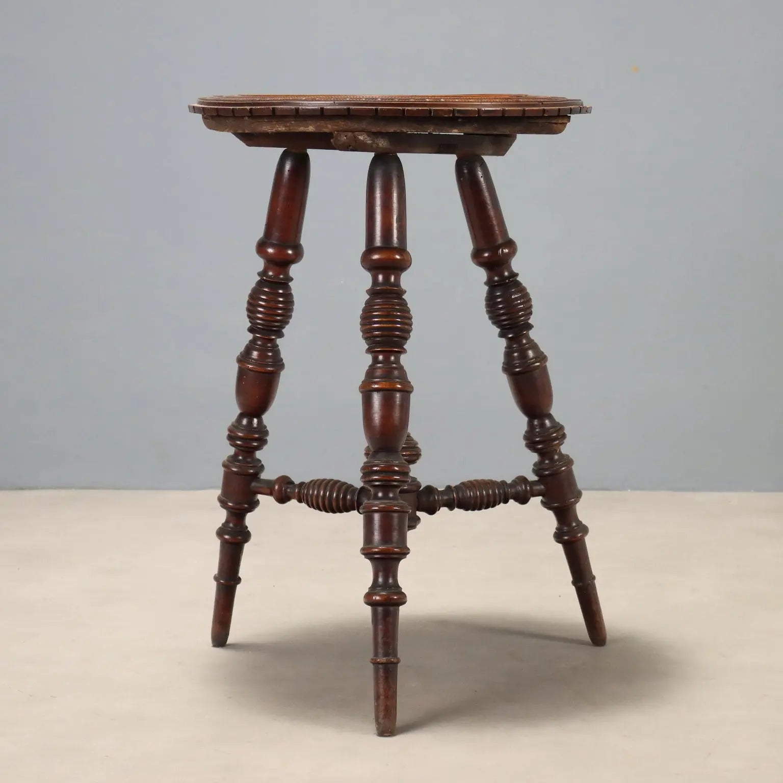 Swiss Pine Table with Black Marble - Italy 20th Century