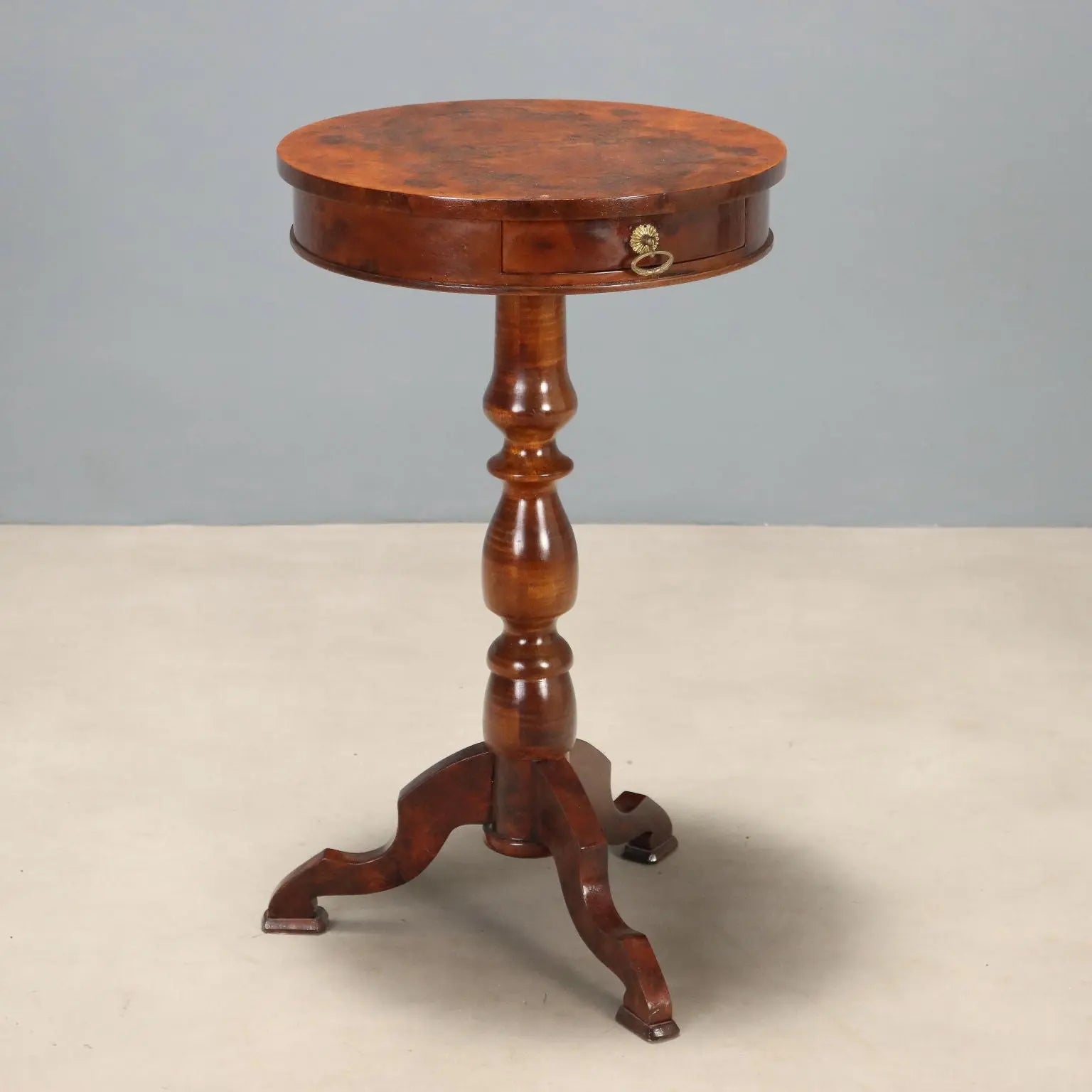 Small Antique Table Walnut Burl Beech Italy XIX Century