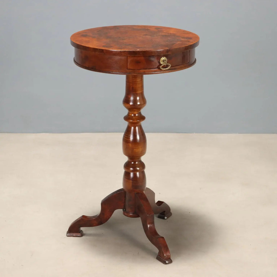 Small Antique Table Walnut Burl Beech Italy XIX Century