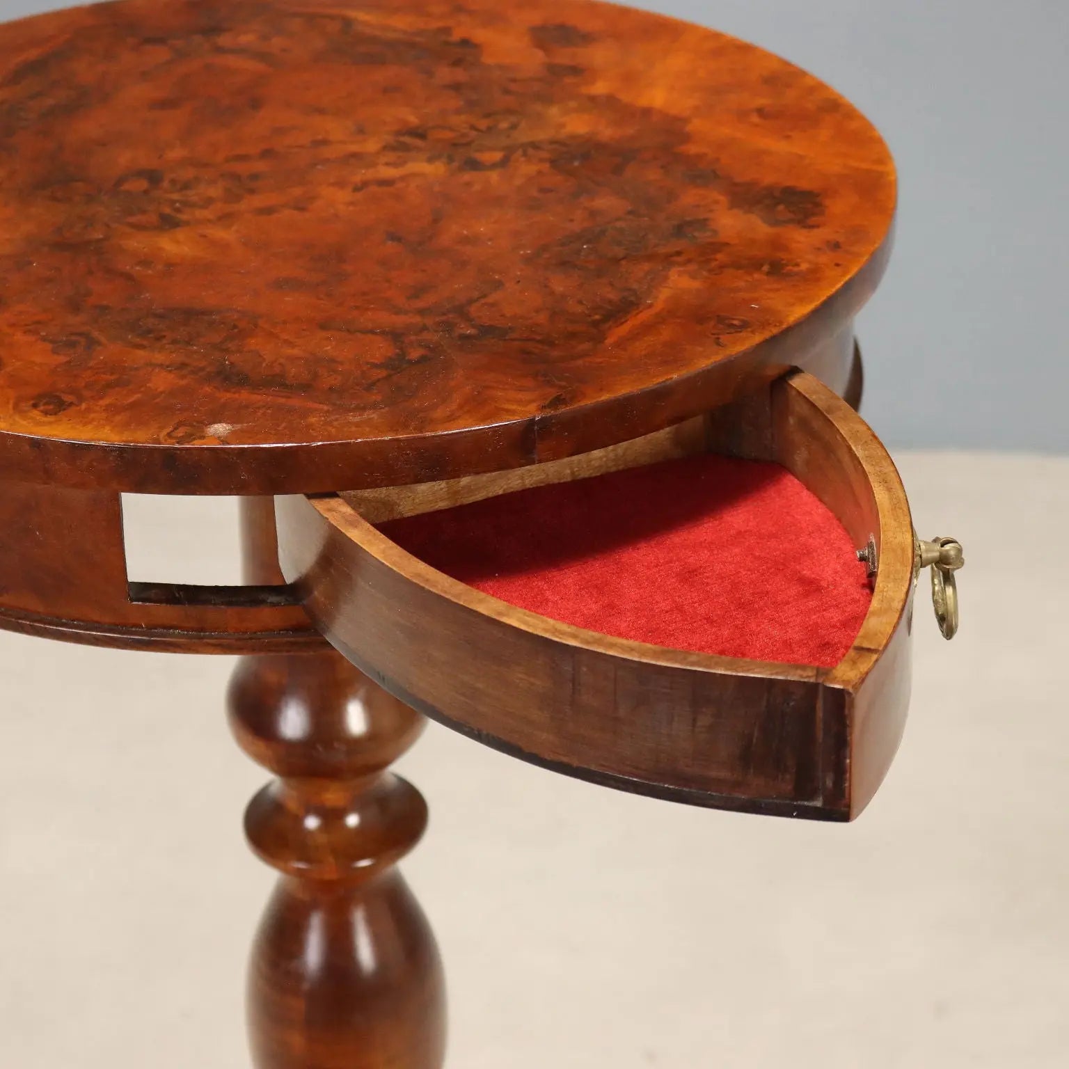 Small Antique Table Walnut Burl Beech Italy XIX Century