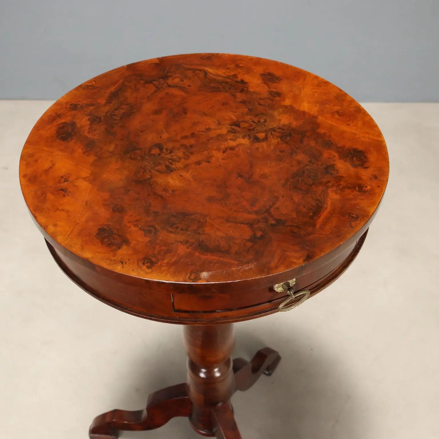 Small Antique Table Walnut Burl Beech Italy XIX Century