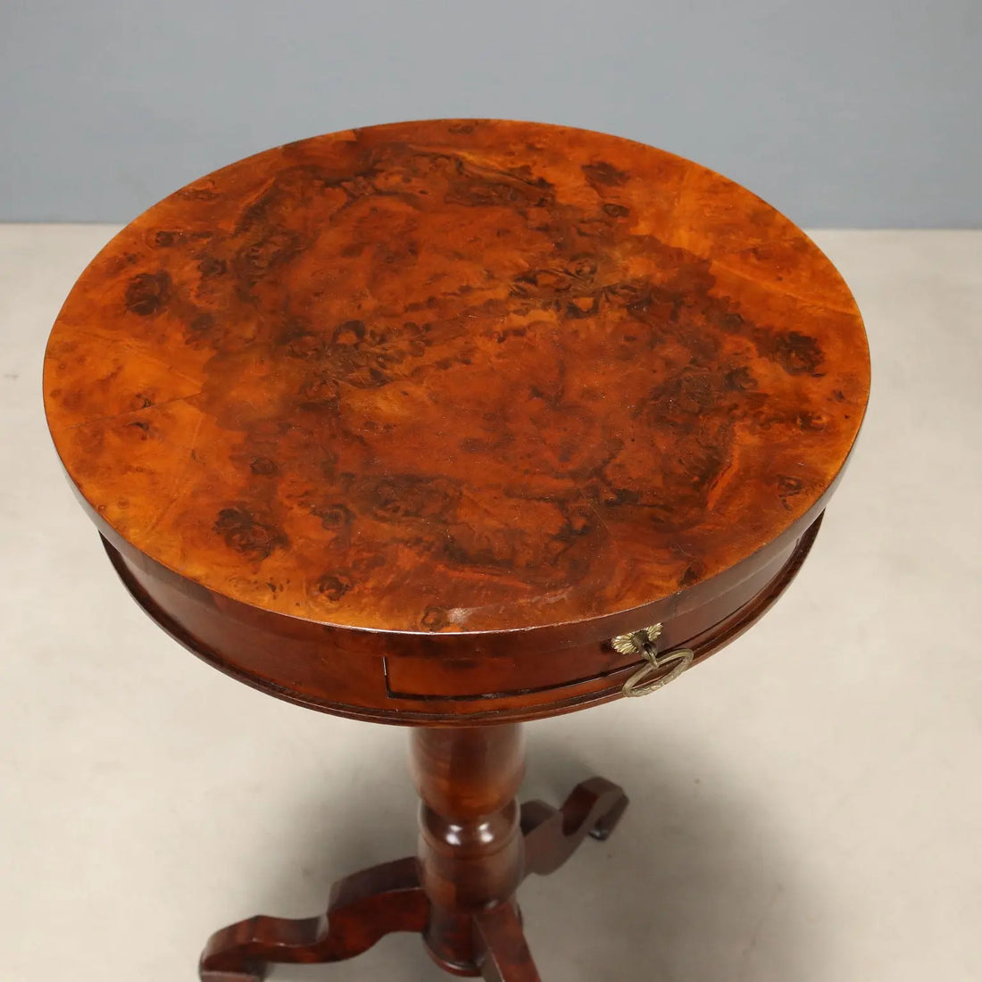 Small Antique Table Walnut Burl Beech Italy XIX Century