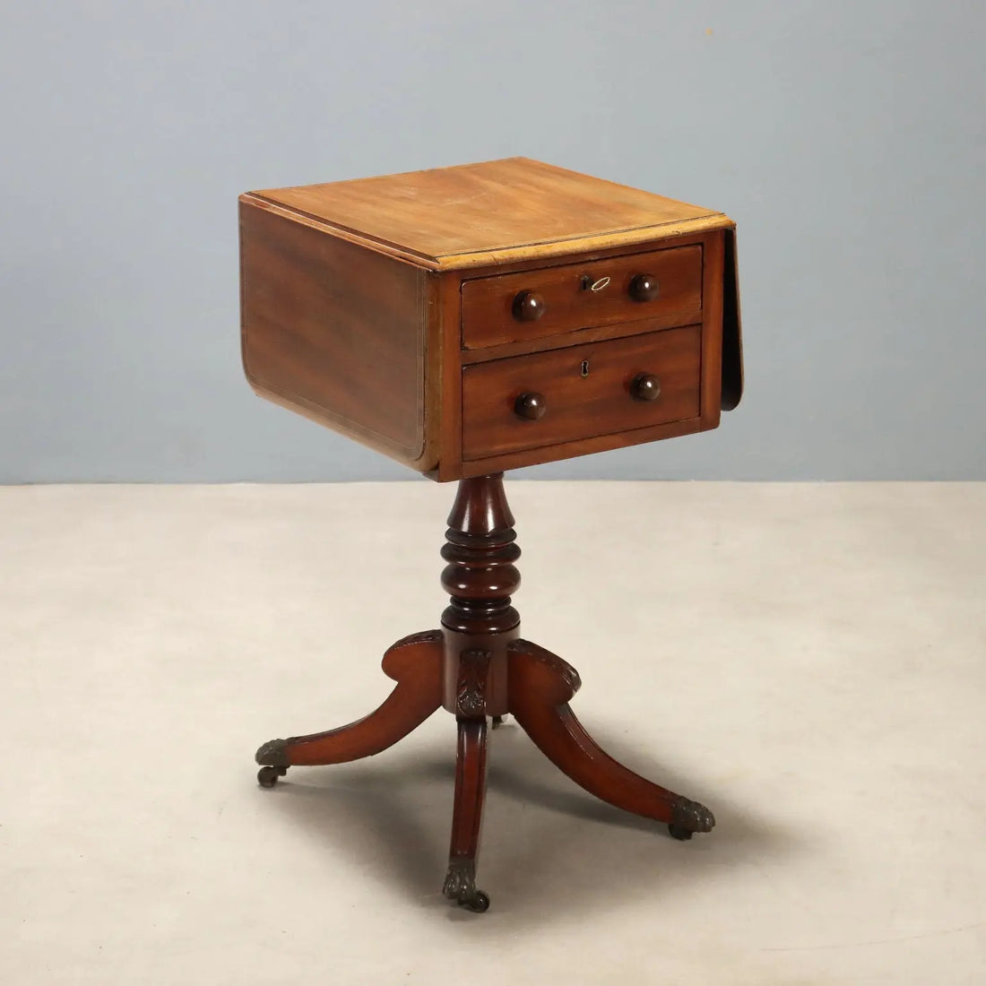 Small Antique Table Victorian Mahogany Inlays England XIX Century