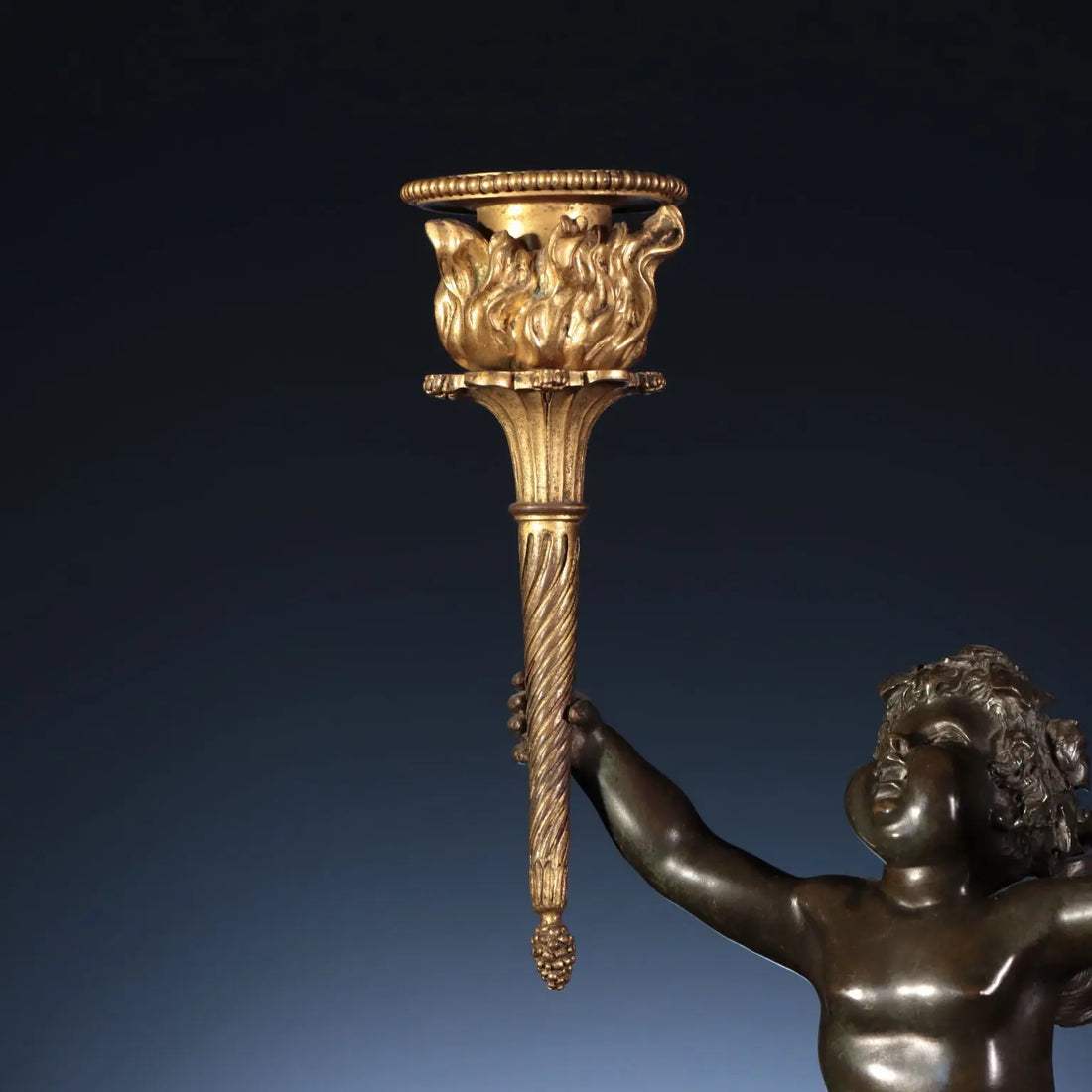 Bronze Triptych Clock and Candelabra - Lenoir Dasson