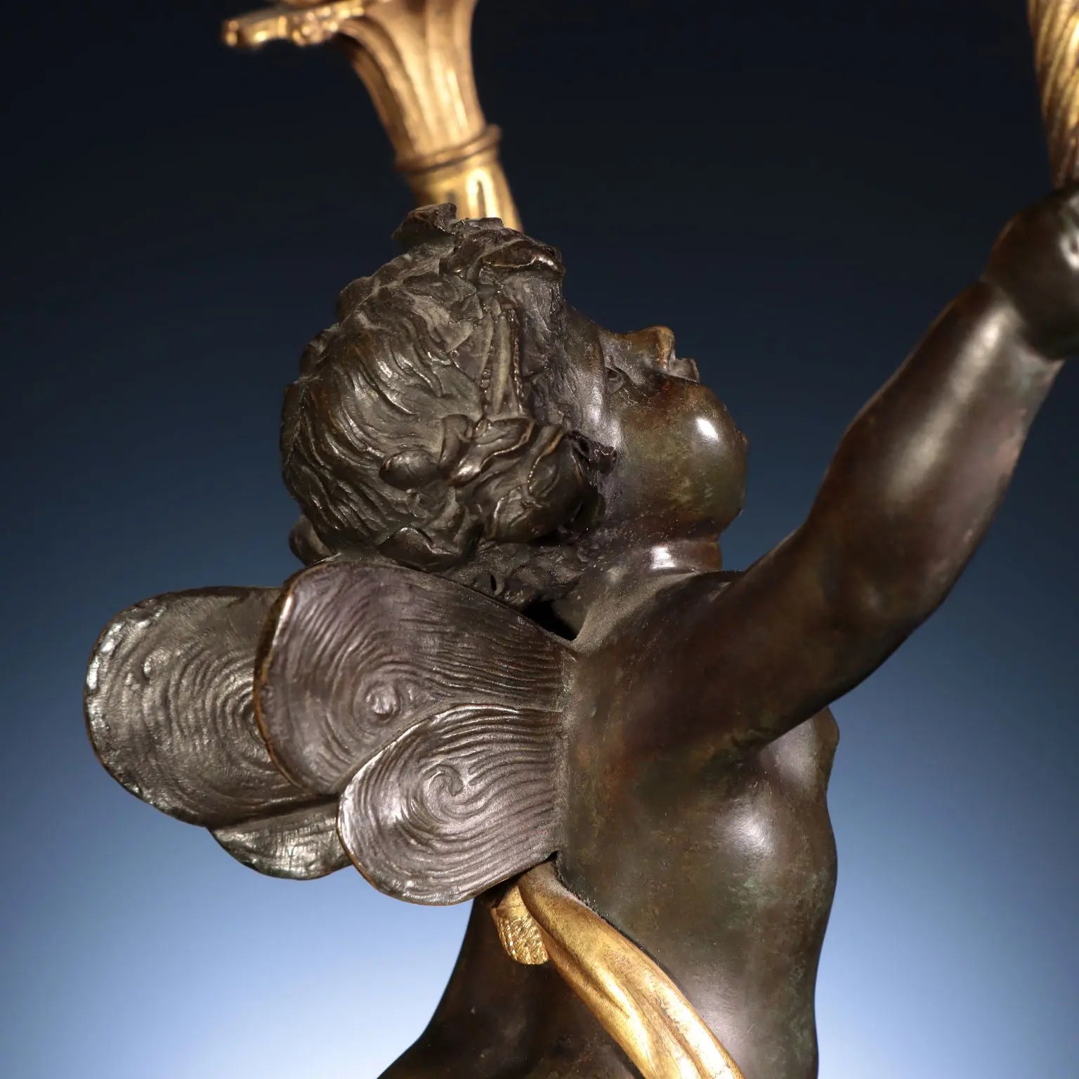 Bronze Triptych Clock and Candelabra - Lenoir Dasson