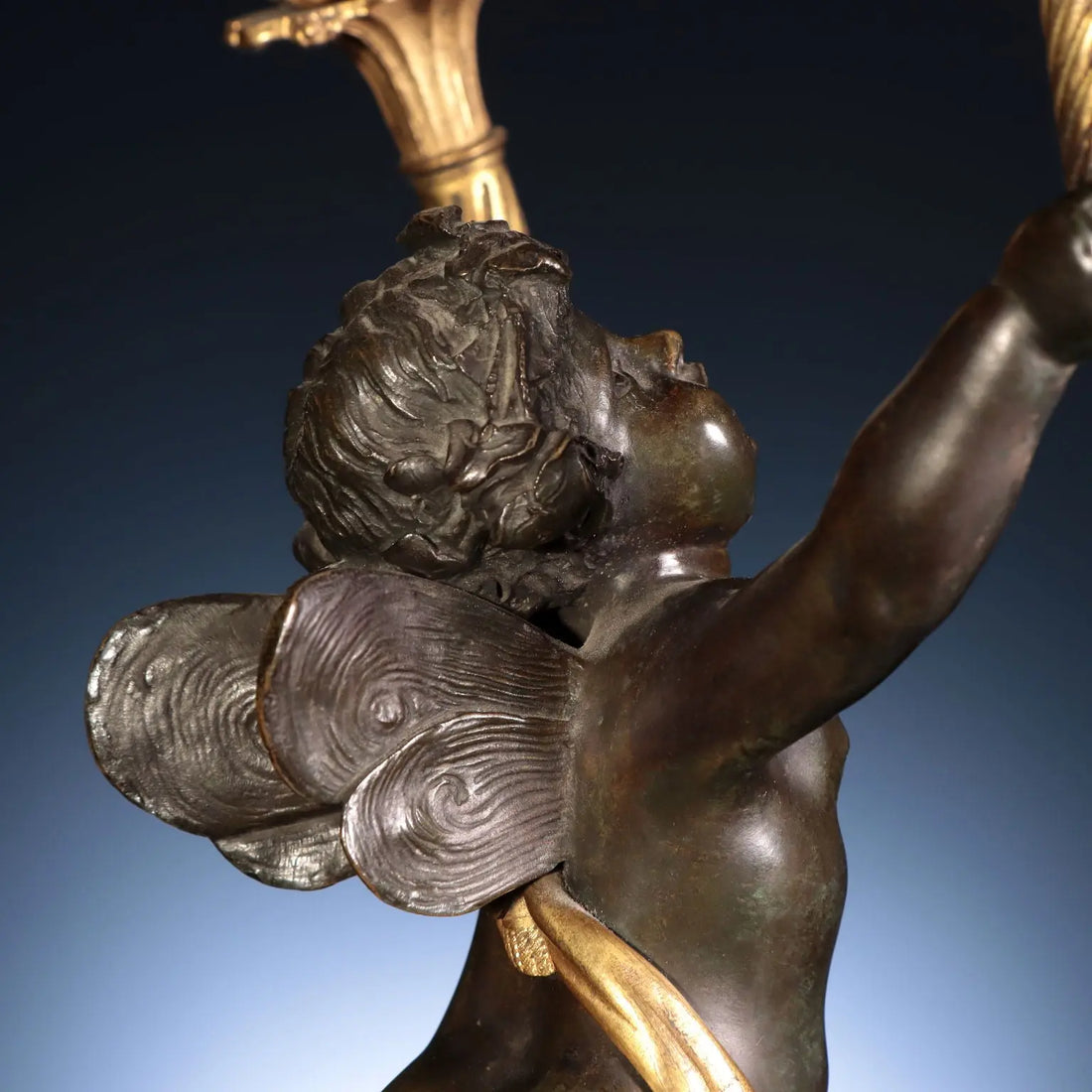Bronze Triptych Clock and Candelabra - Lenoir Dasson