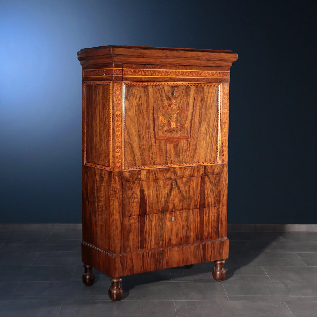 Antique Empire Secrétaire Bottega Maggiolini Walnut Italy XIX Century - Secretaire Bottega Maggiolini | Antiques | Drop-Leaf Secretaire & Secretaire