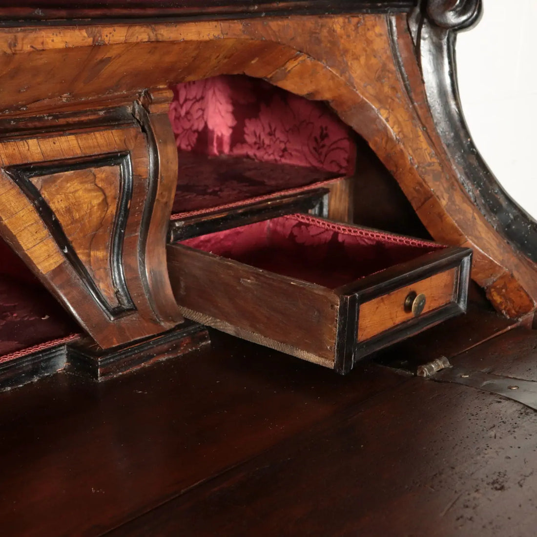 Large Walnut Burl Trumeau with Mirrors