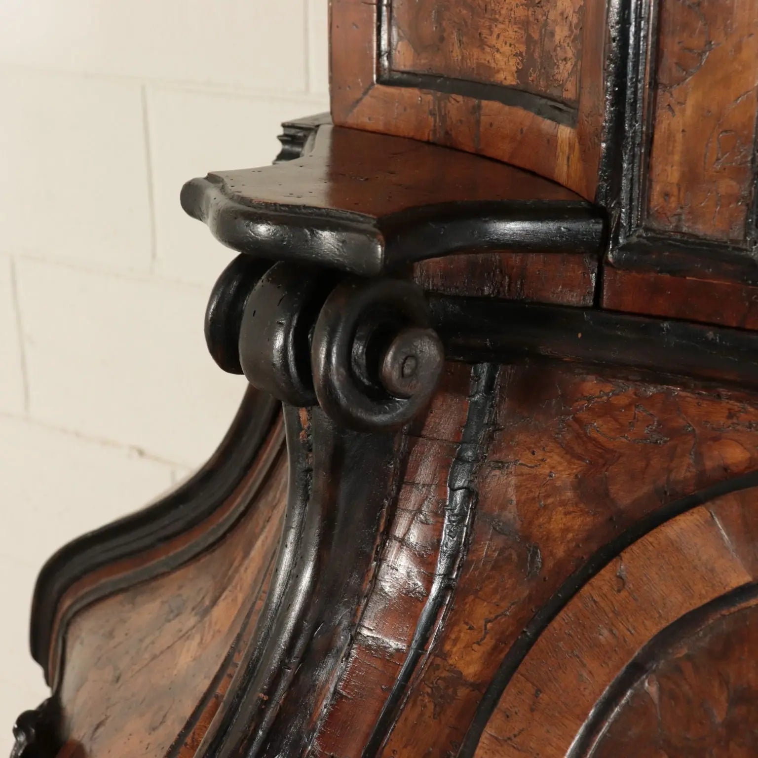 Large Walnut Burl Trumeau with Mirrors