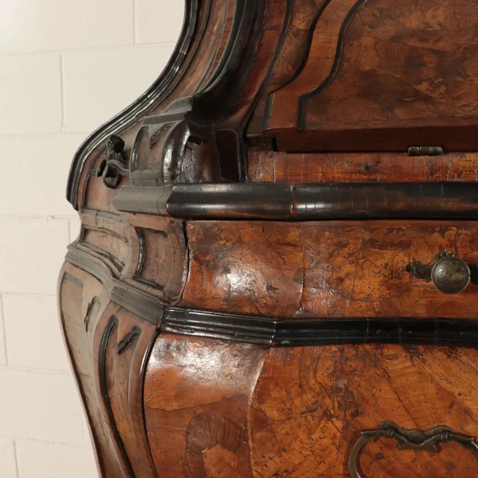 Large Walnut Burl Trumeau with Mirrors