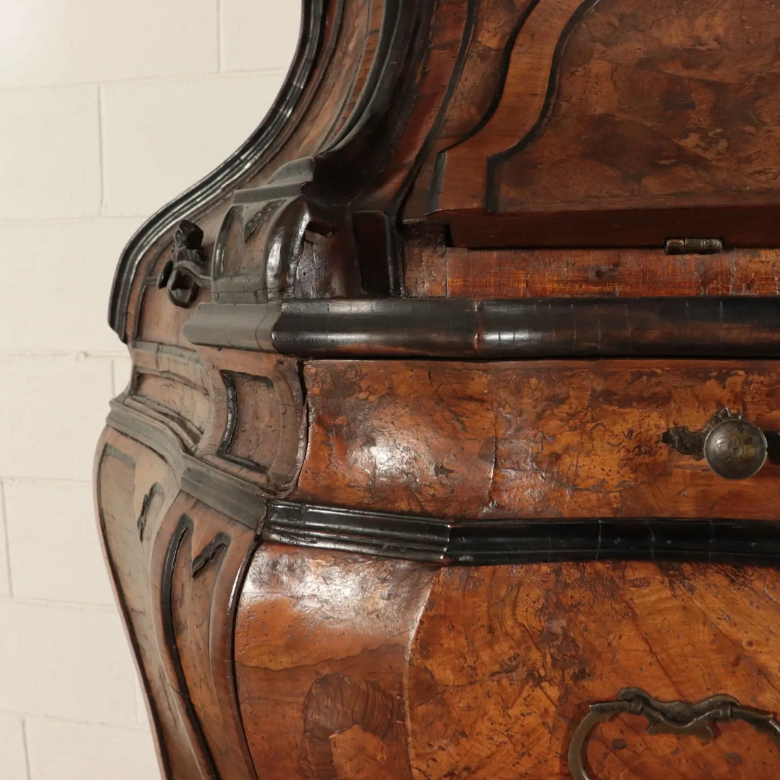 Large Walnut Burl Trumeau with Mirrors