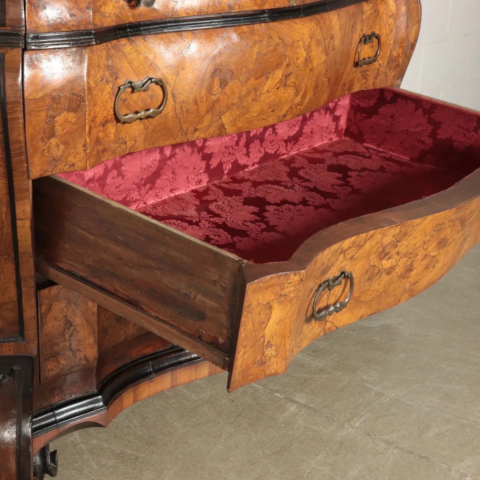 Large Walnut Burl Trumeau with Mirrors
