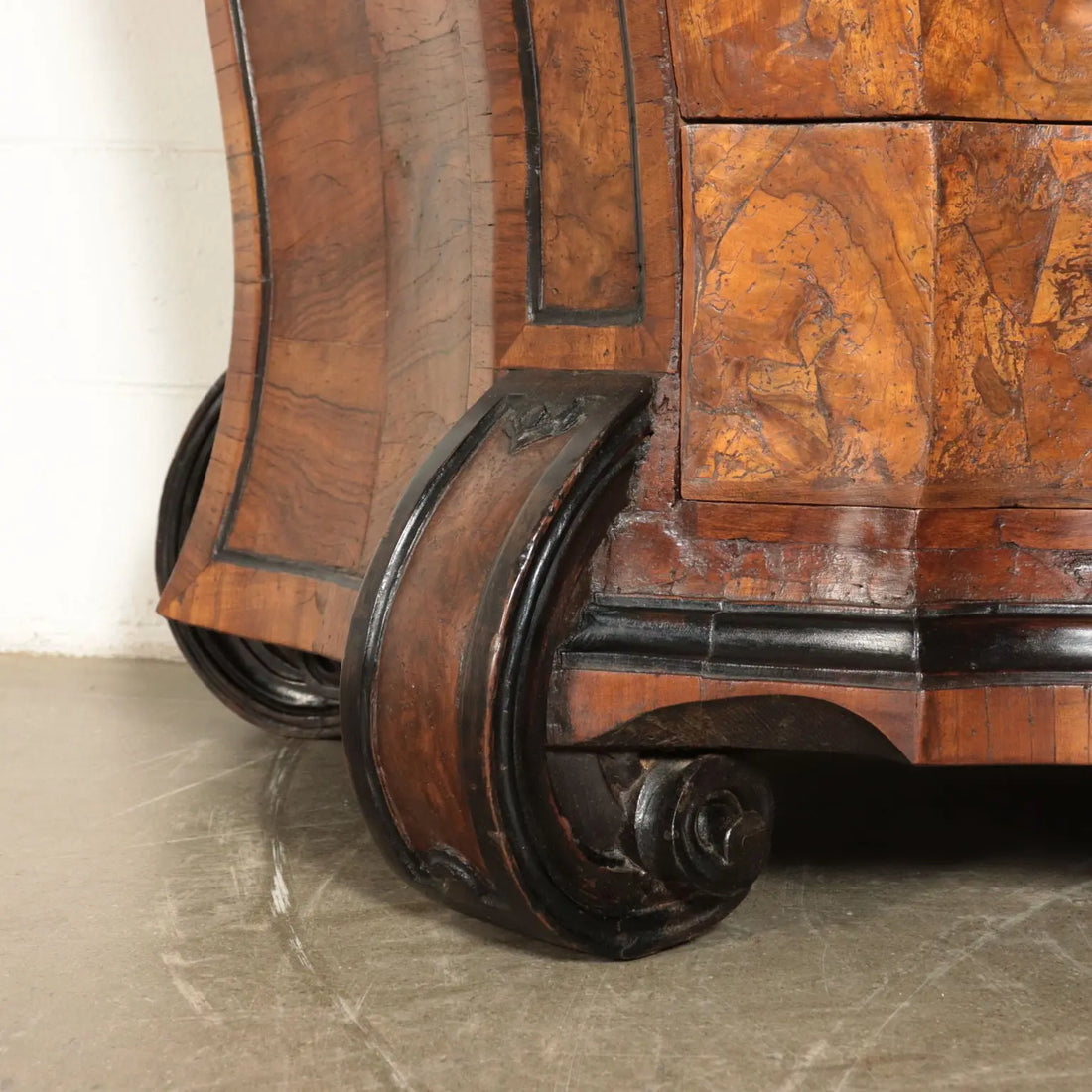Large Walnut Burl Trumeau with Mirrors