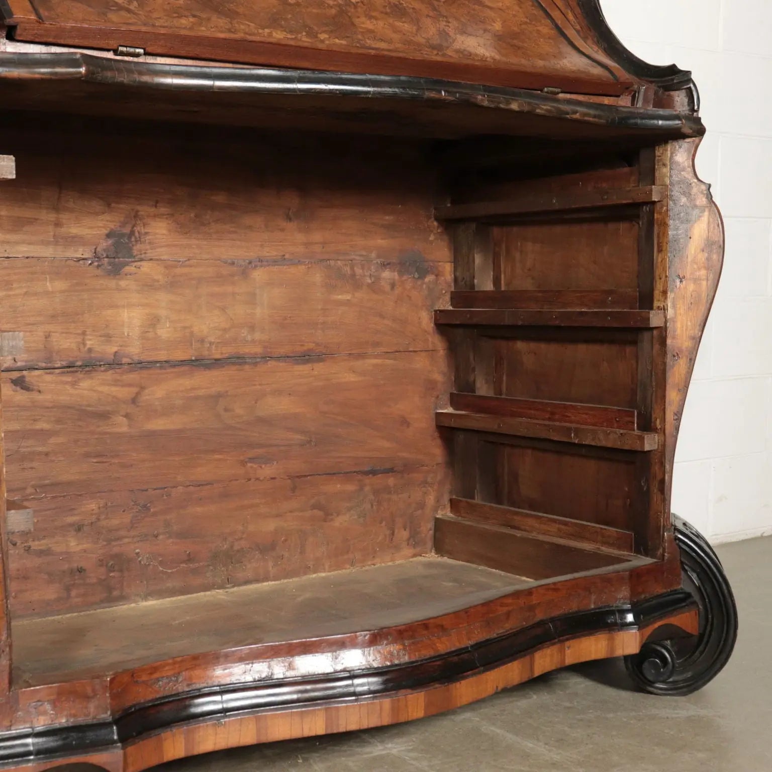 Large Walnut Burl Trumeau with Mirrors