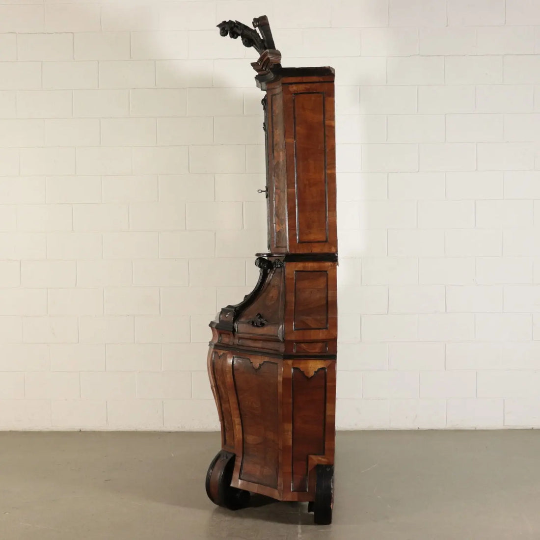 Large Walnut Burl Trumeau with Mirrors