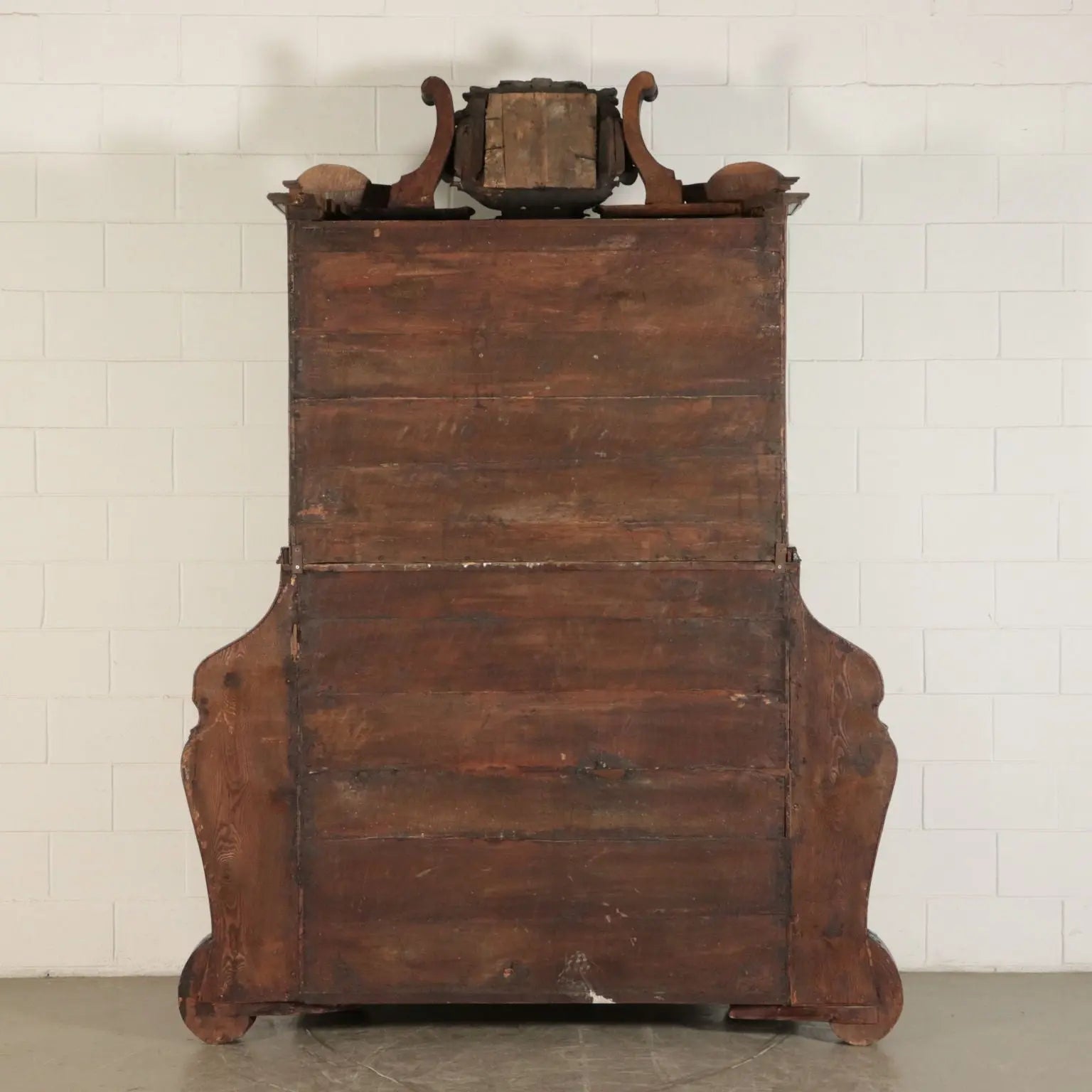 Large Walnut Burl Trumeau with Mirrors