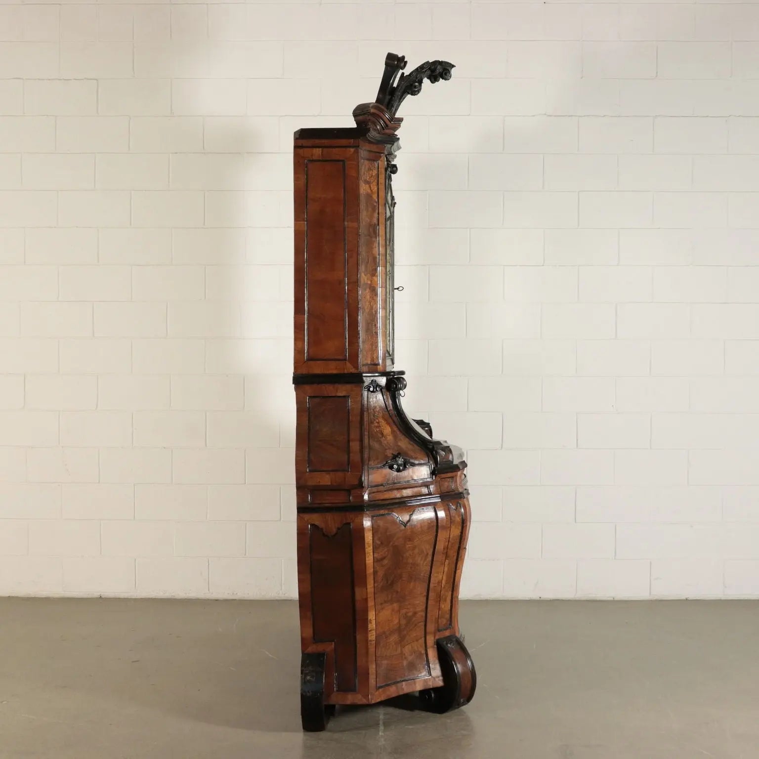 Large Walnut Burl Trumeau with Mirrors