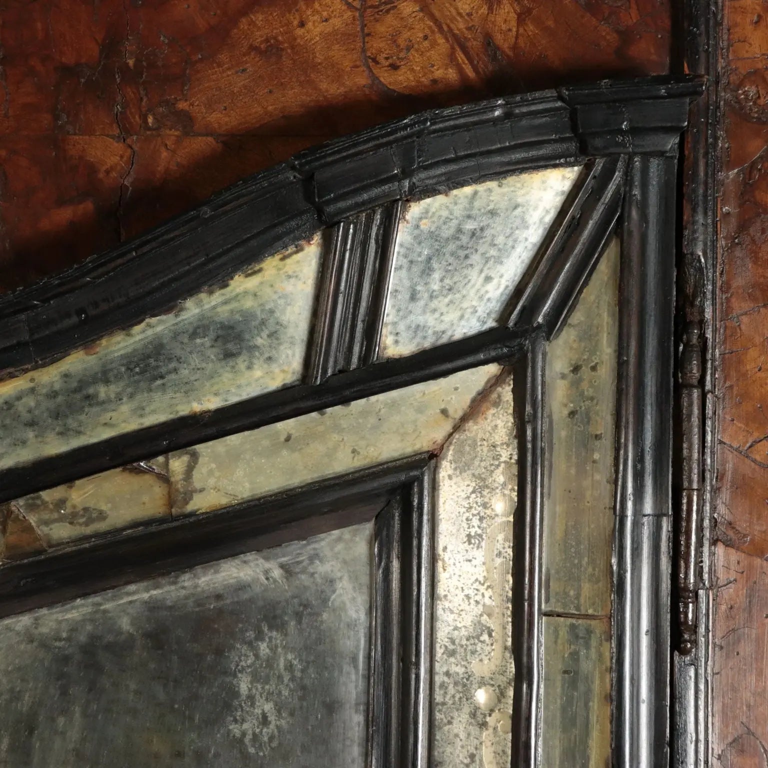 Large Walnut Burl Trumeau with Mirrors