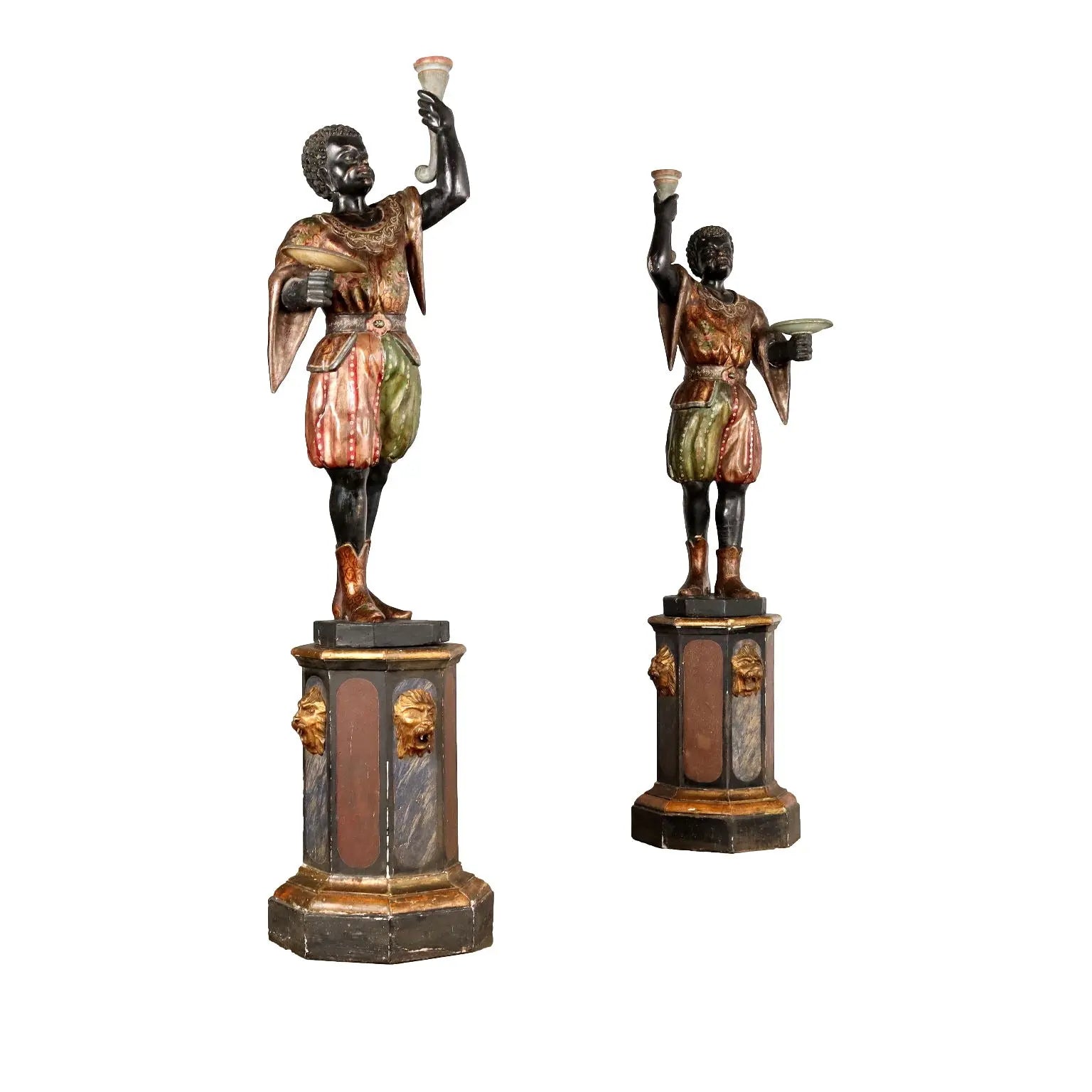 Antique Candle-Holders Painted Wood Italy XIX Century - Venice, Early XIX Century | Art | Antique Art